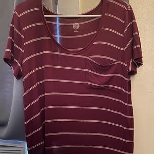 maroon and white shirt